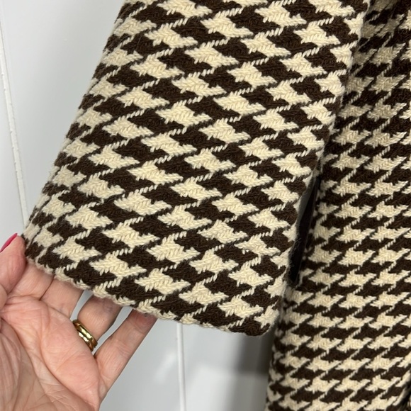 Soia & Kyo Womens Trench Coat Jacket PS Brown & Cream Houndstooth Dbl Breasted - Picture 5 of 16